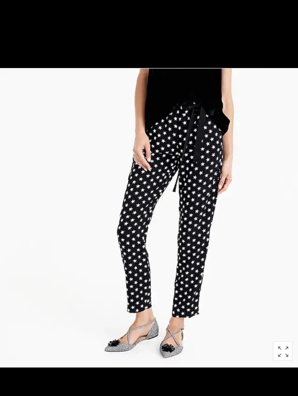 J.Crew Star Print Ribbon Bow Tie Elastic Waist Pants Size 00